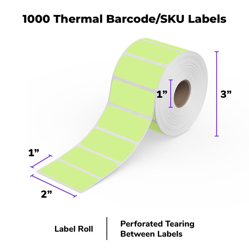رولو ملصقات Rollo Direct Thermal 2x1 - لفة مكونة من 1000 ملصق حراري أزرق - ملصقات طابعة حرارية متعددة الأغراض - Image 4
